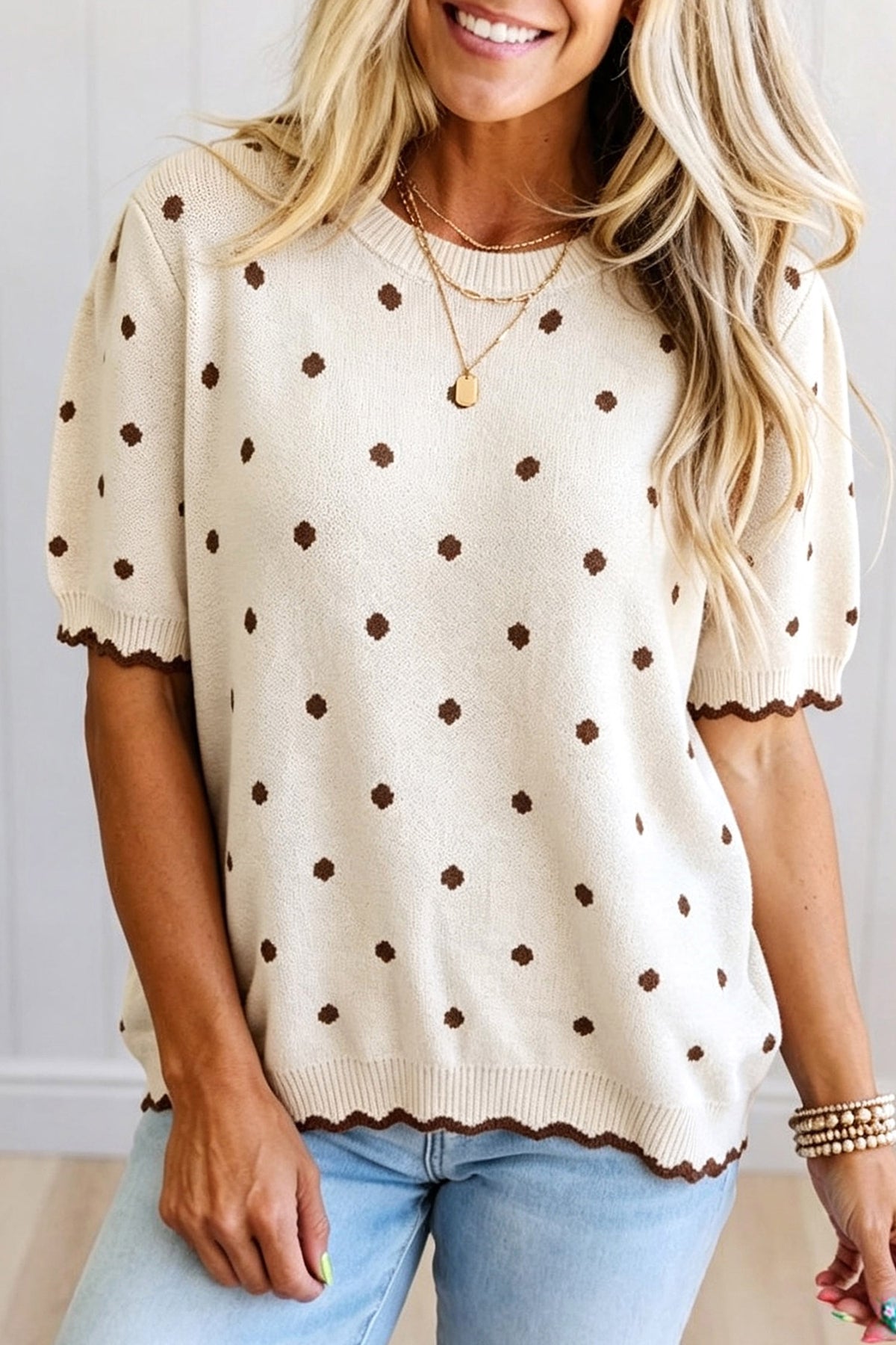 Dot So Basic Scallop Sweater