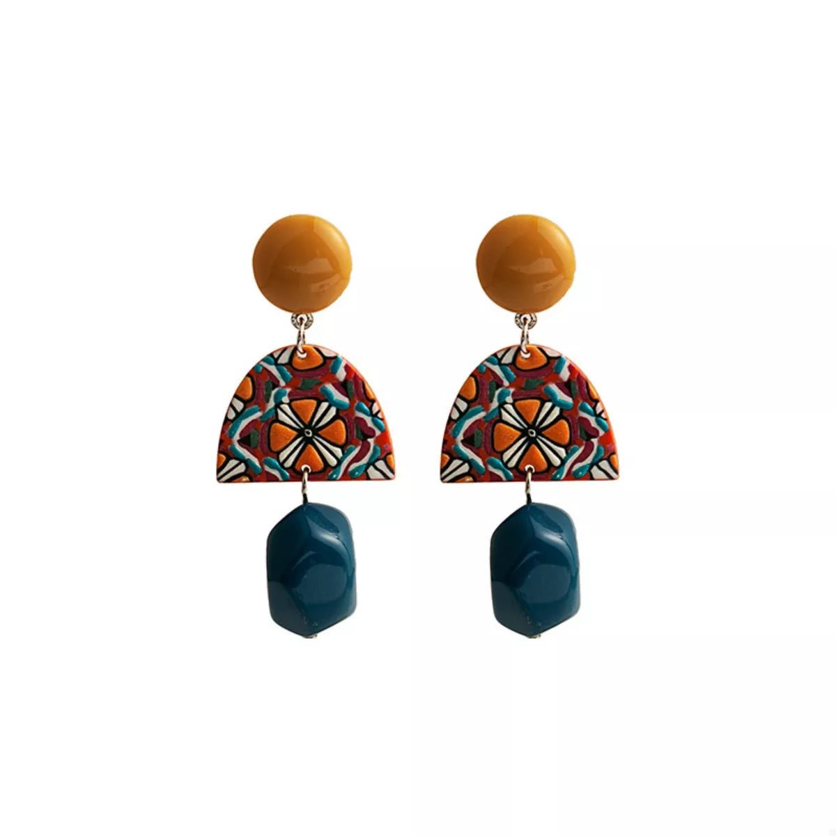 Geometric Pattern Drop Earrings - Bayou Curves