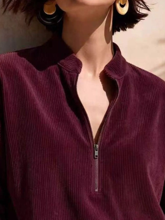 Corduroy Crush Half-Zip Top - Bayou Curves