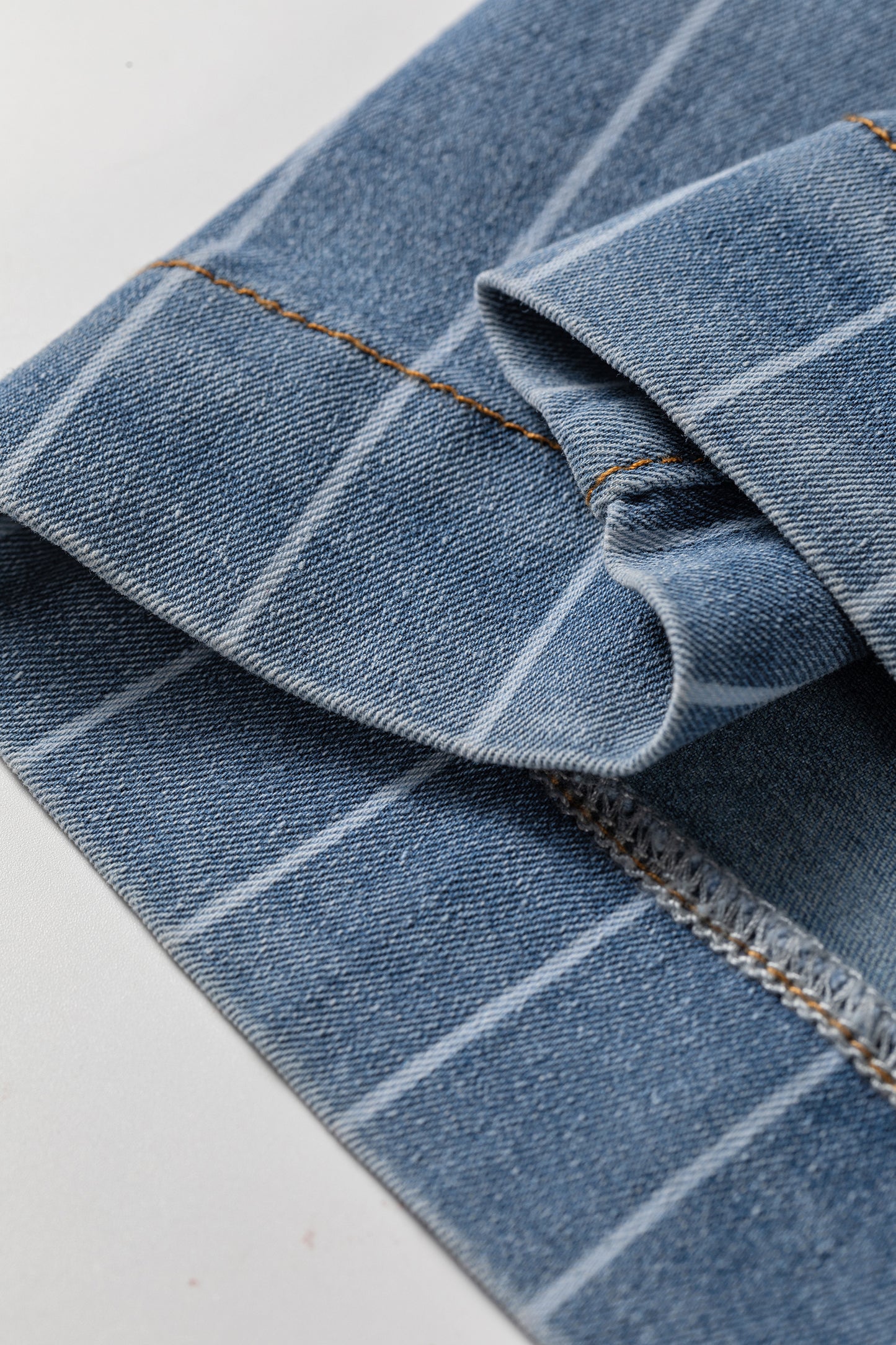Plus Size Sky Blue Stripe Buttoned Loose Wide Leg Denim Pants