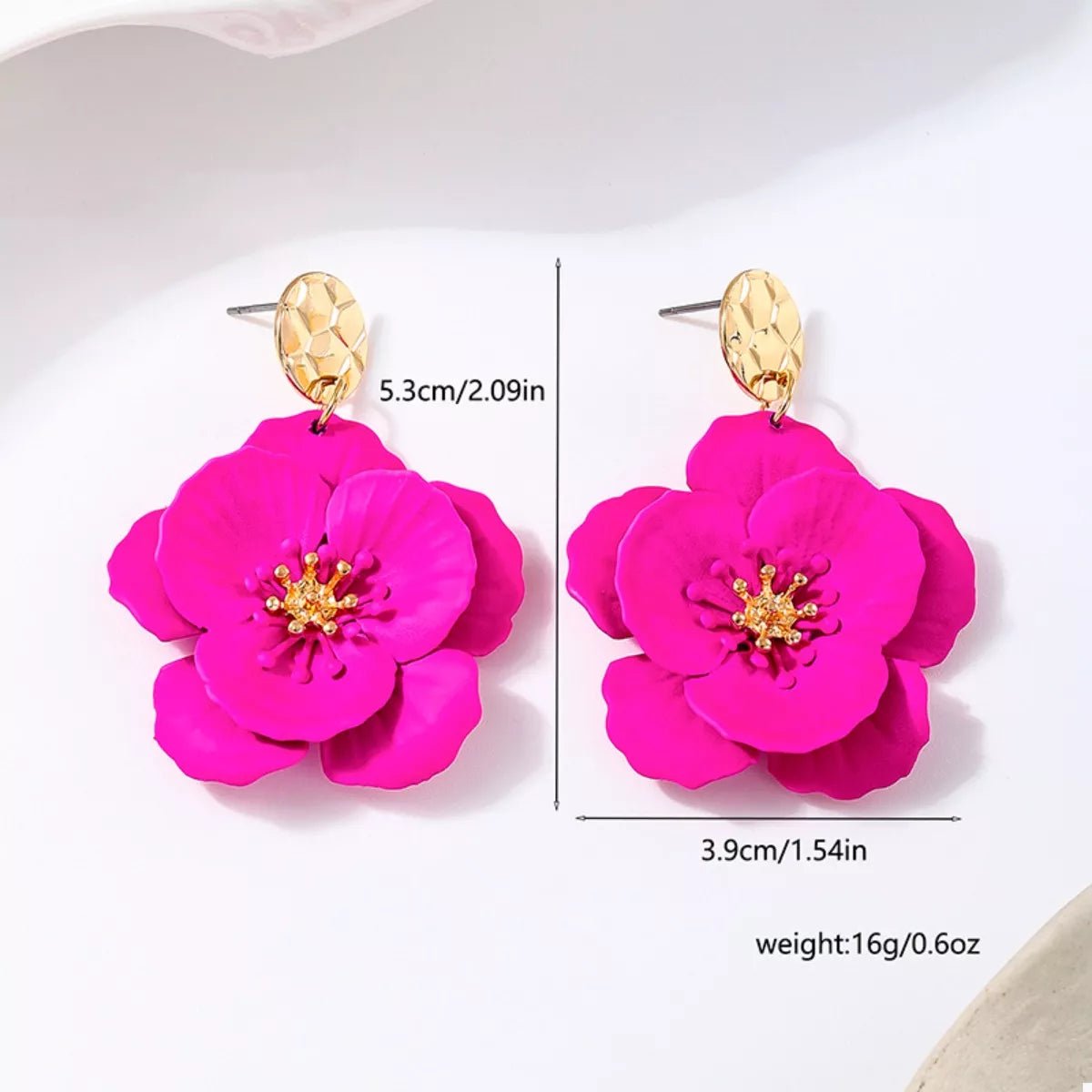 Floral Statement Drop Earrings with Gold Accent - Bayou Curves