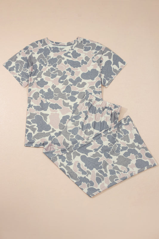 Plus Size Retro Camouflage Print 2pcs Outfit