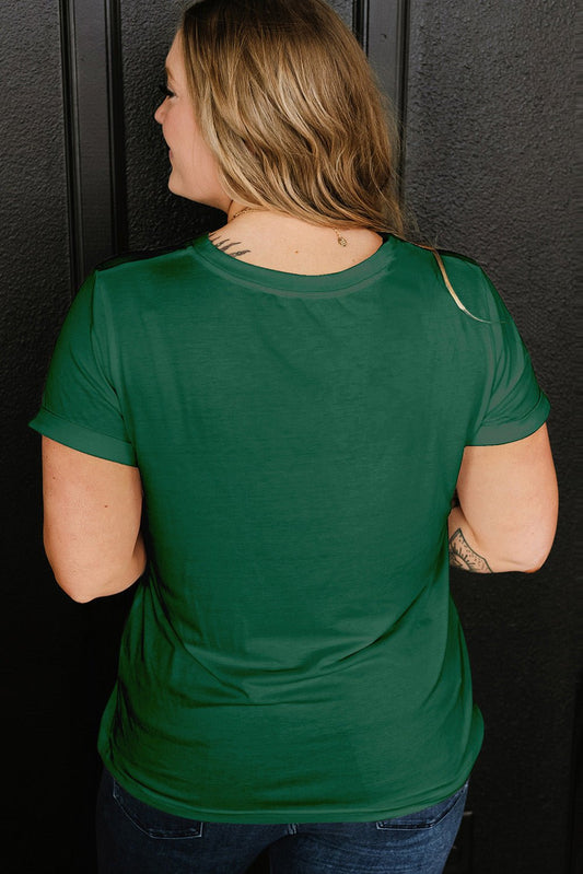 Plus Size Round Neck Rolled Sleeve T-shirt - Bayou Curves
