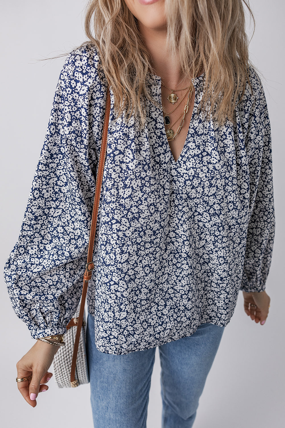 Blue Belle Floral Puff Sleeve Blouse