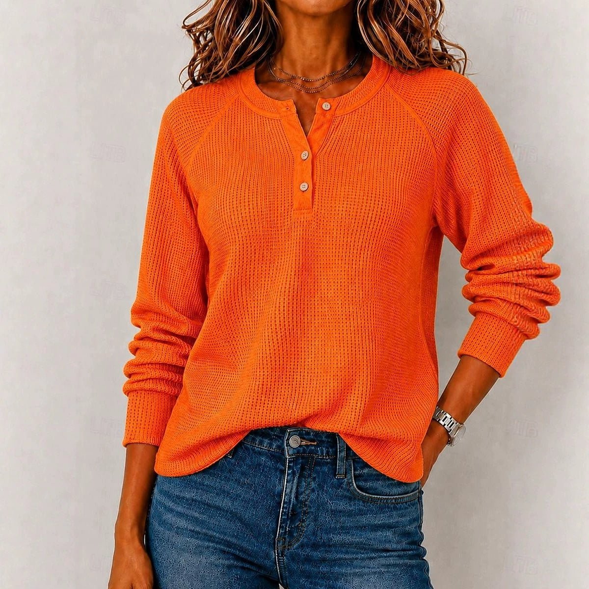 Everyday Button Front Knit Top - Bayou Curves