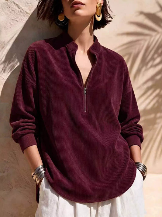 Corduroy Crush Half-Zip Top - Bayou Curves