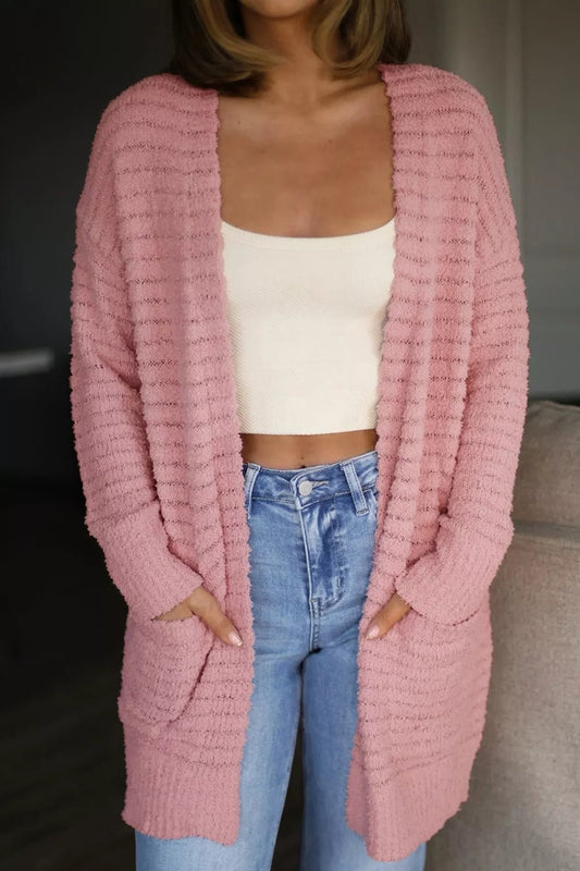 Soft Spot Fuzzy Ribbed Cardigan - Bayou Curves