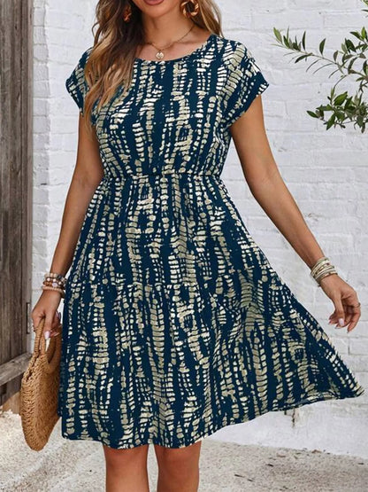 Plus Size Printed Long Sleeve Ruffle Hem Mini Dress - Bayou Curves
