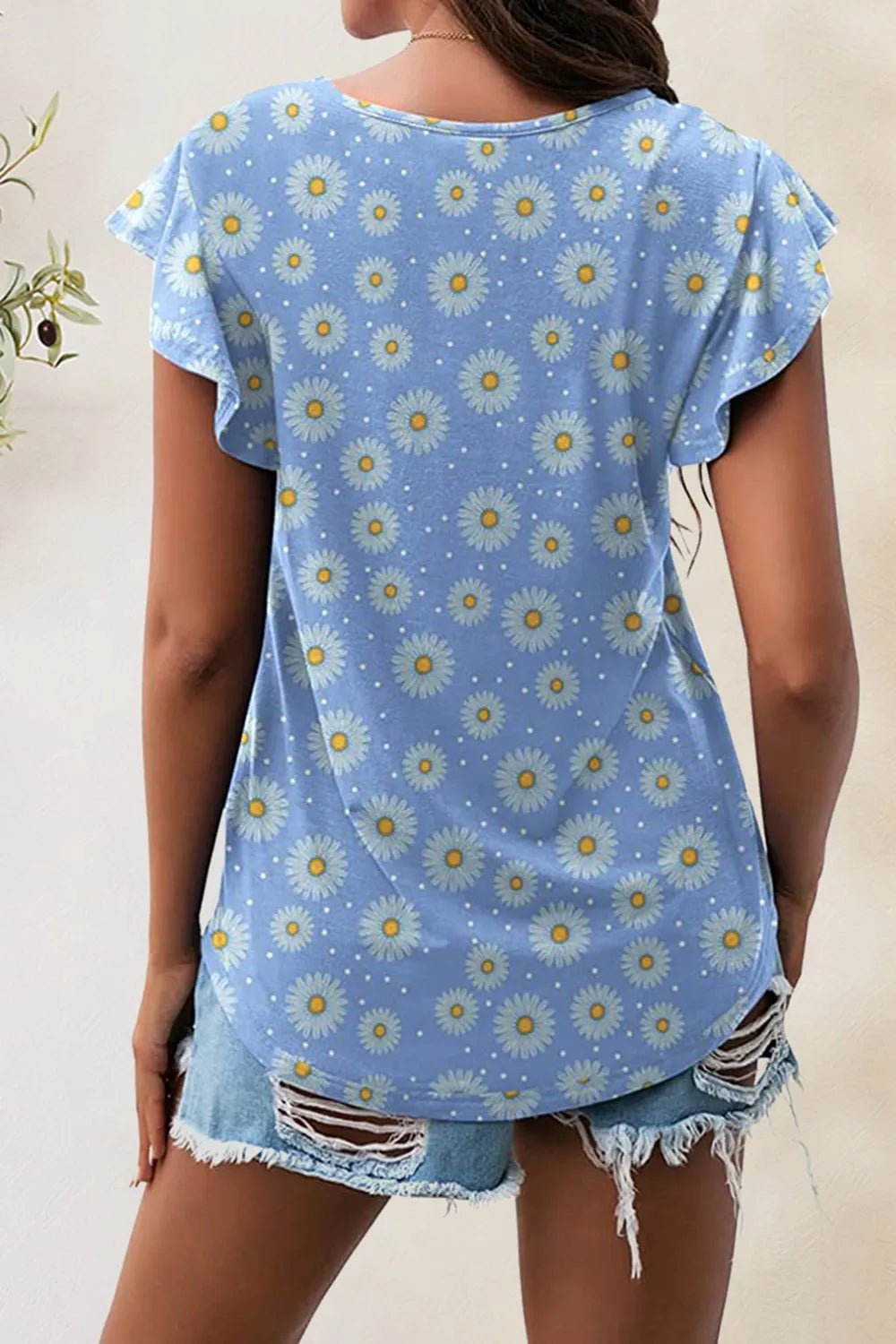 Printed Round Neck Short Sleeve T-Shirt - Bayou Curves