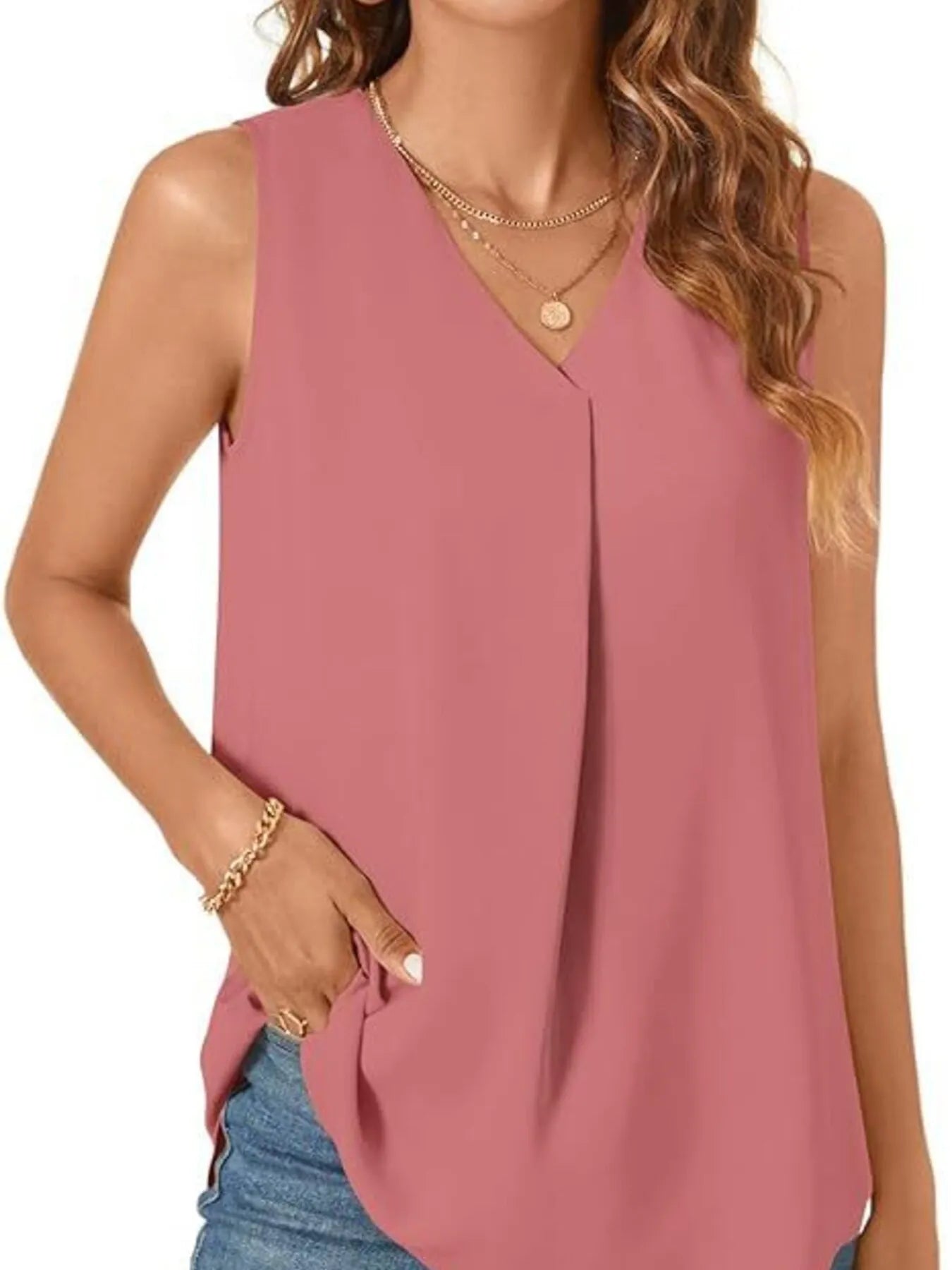 Full Size V-Neck Sleeveless Tank Top Plus Size - Bayou Curves