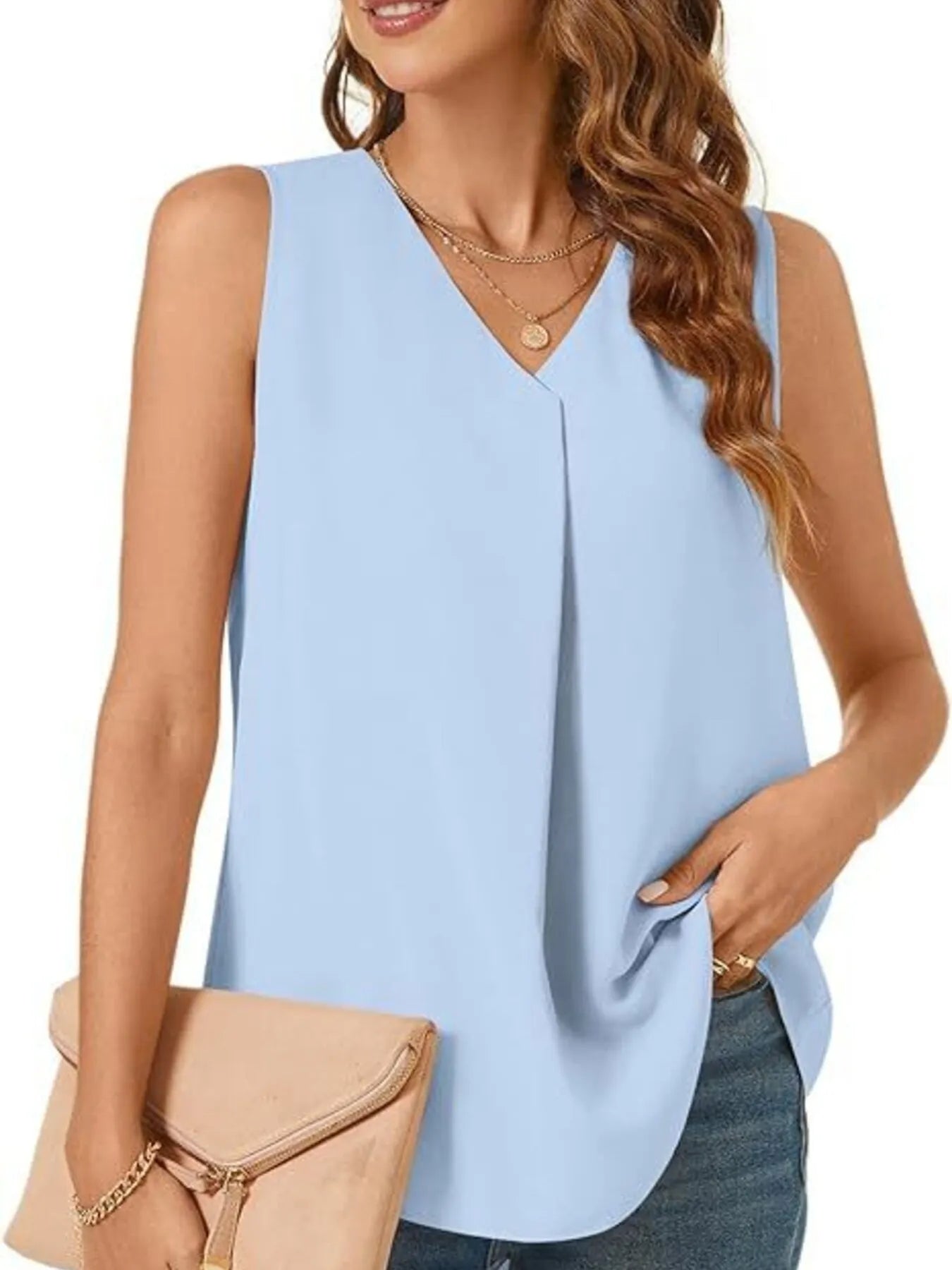 Full Size V-Neck Sleeveless Tank Top Plus Size - Bayou Curves