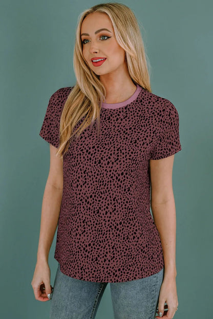 Animal Print Round Neck Short Sleeve T-Shirt - Bayou Curves