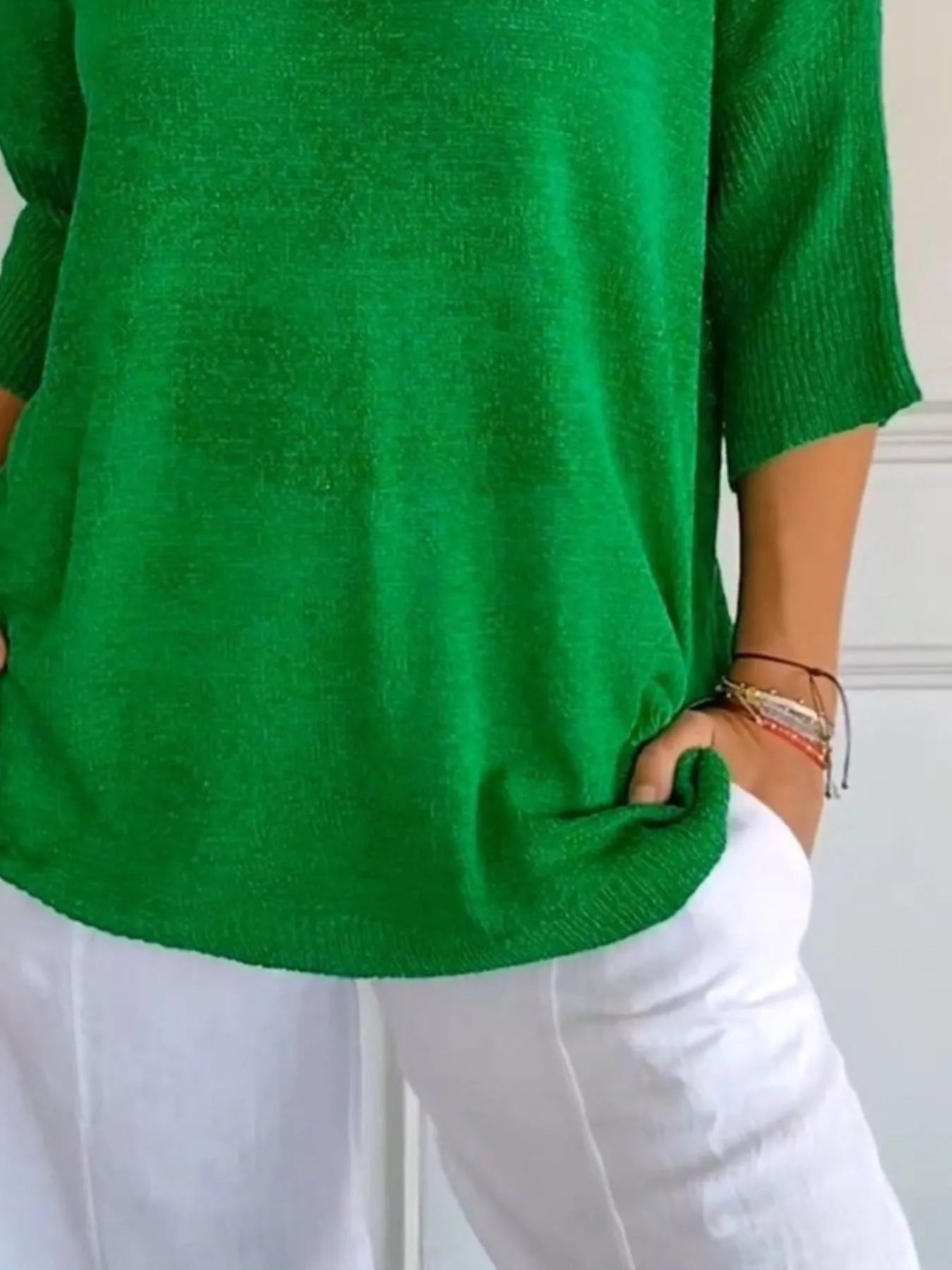 Full Size Relaxed Fit Ribbed Hem Sweater Plus Size - Bayou Curves