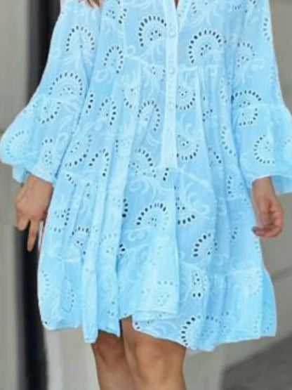 Full Size Eyelet Ruffled Hem Tiered Dress Plus Size - Bayou Curves