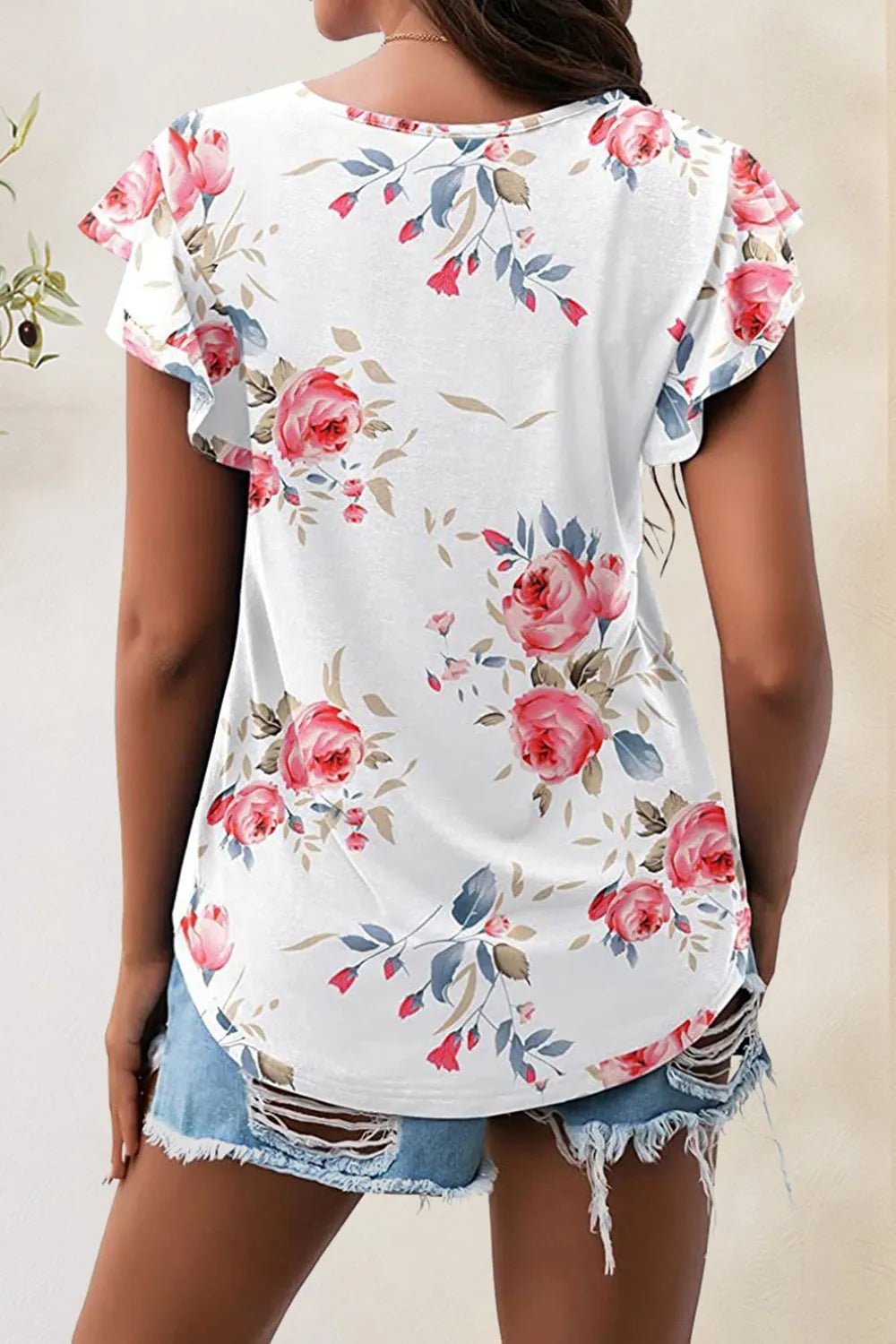 Printed Round Neck Short Sleeve T-Shirt - Bayou Curves