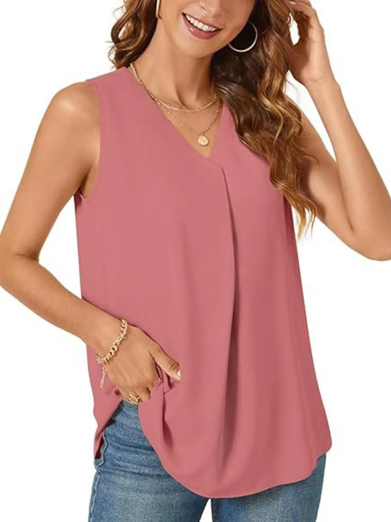 Full Size V-Neck Sleeveless Tank Top Plus Size - Bayou Curves