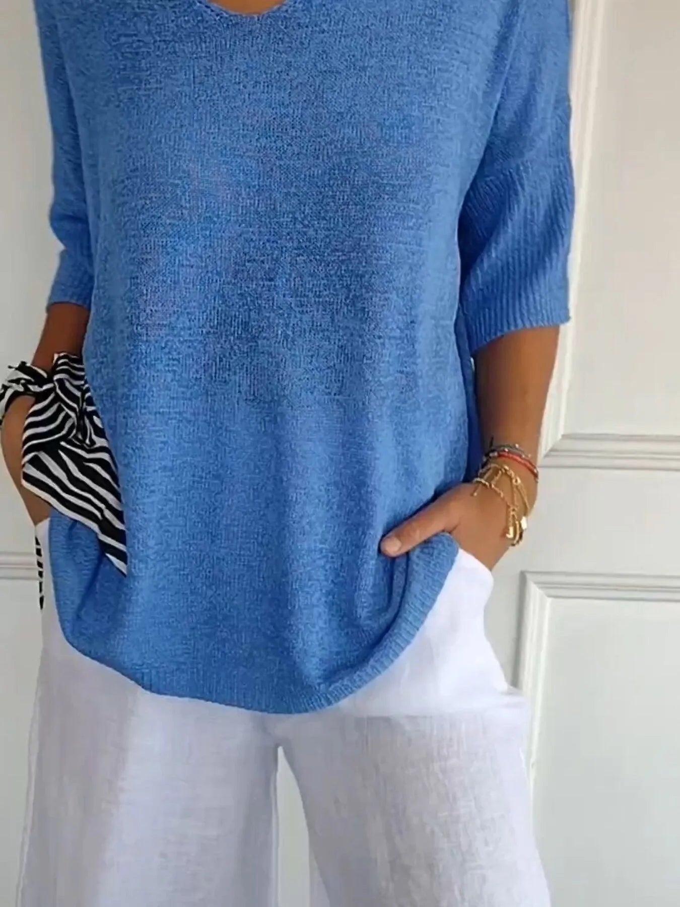 Full Size Relaxed Fit Ribbed Hem Sweater Plus Size - Bayou Curves