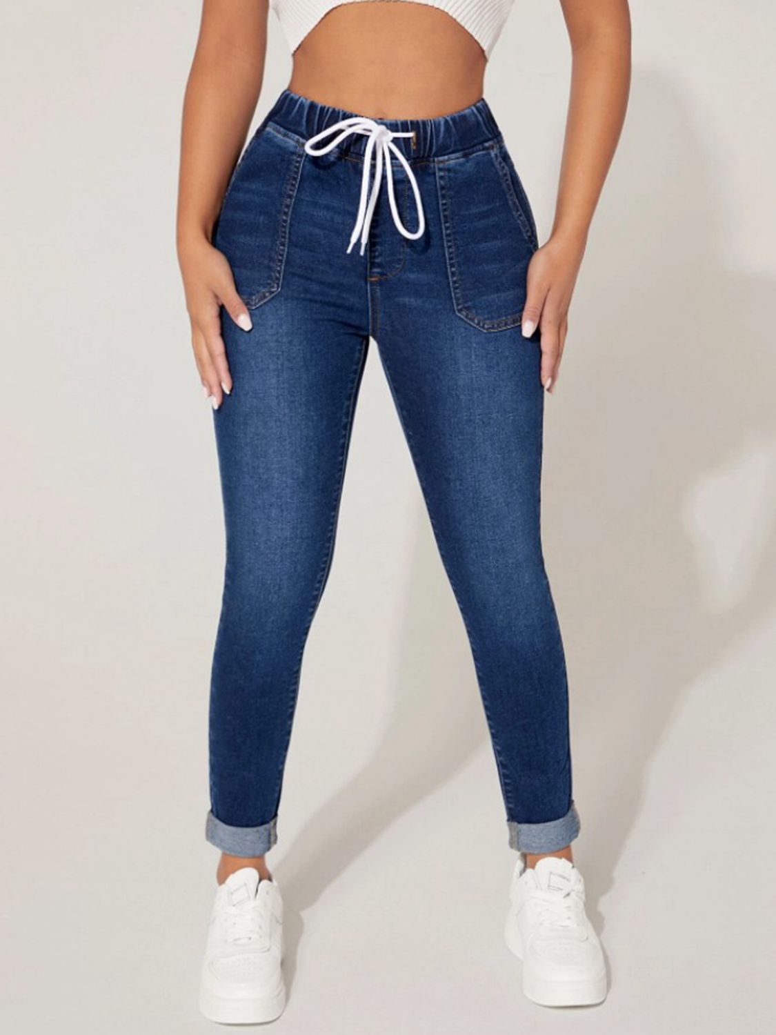 Drawstring Cropped Jeans - Bayou Curves