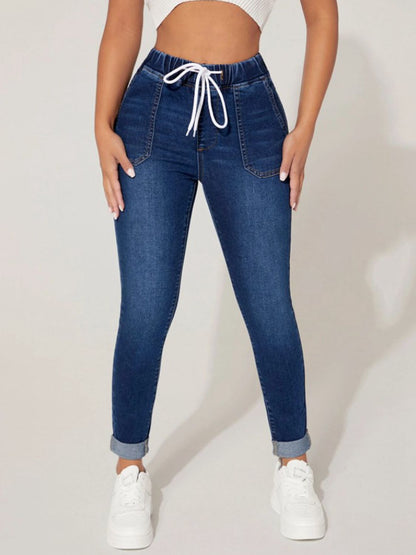 Drawstring Cropped Jeans - Bayou Curves