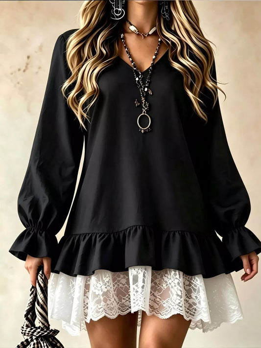 Lace After Dark Ruffle Dress - Bayou Curves