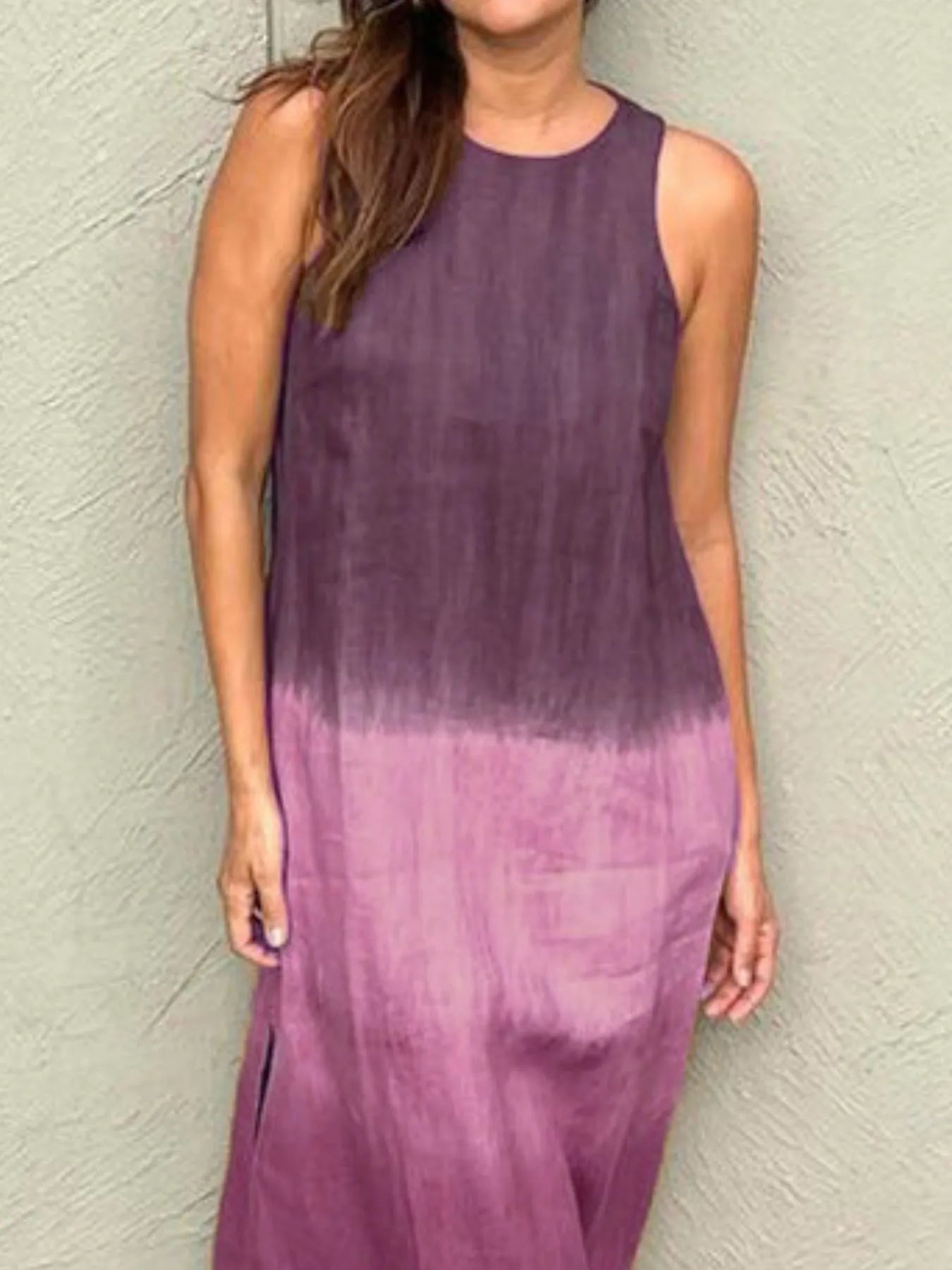 Full Size Sleeveless Gradient Tank Midi Dress Plus Size - Bayou Curves