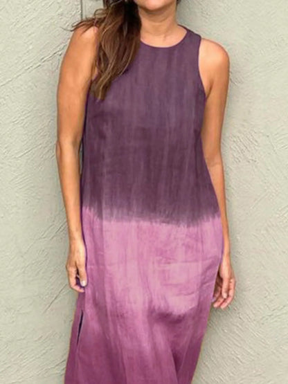 Full Size Sleeveless Gradient Tank Midi Dress Plus Size - Bayou Curves