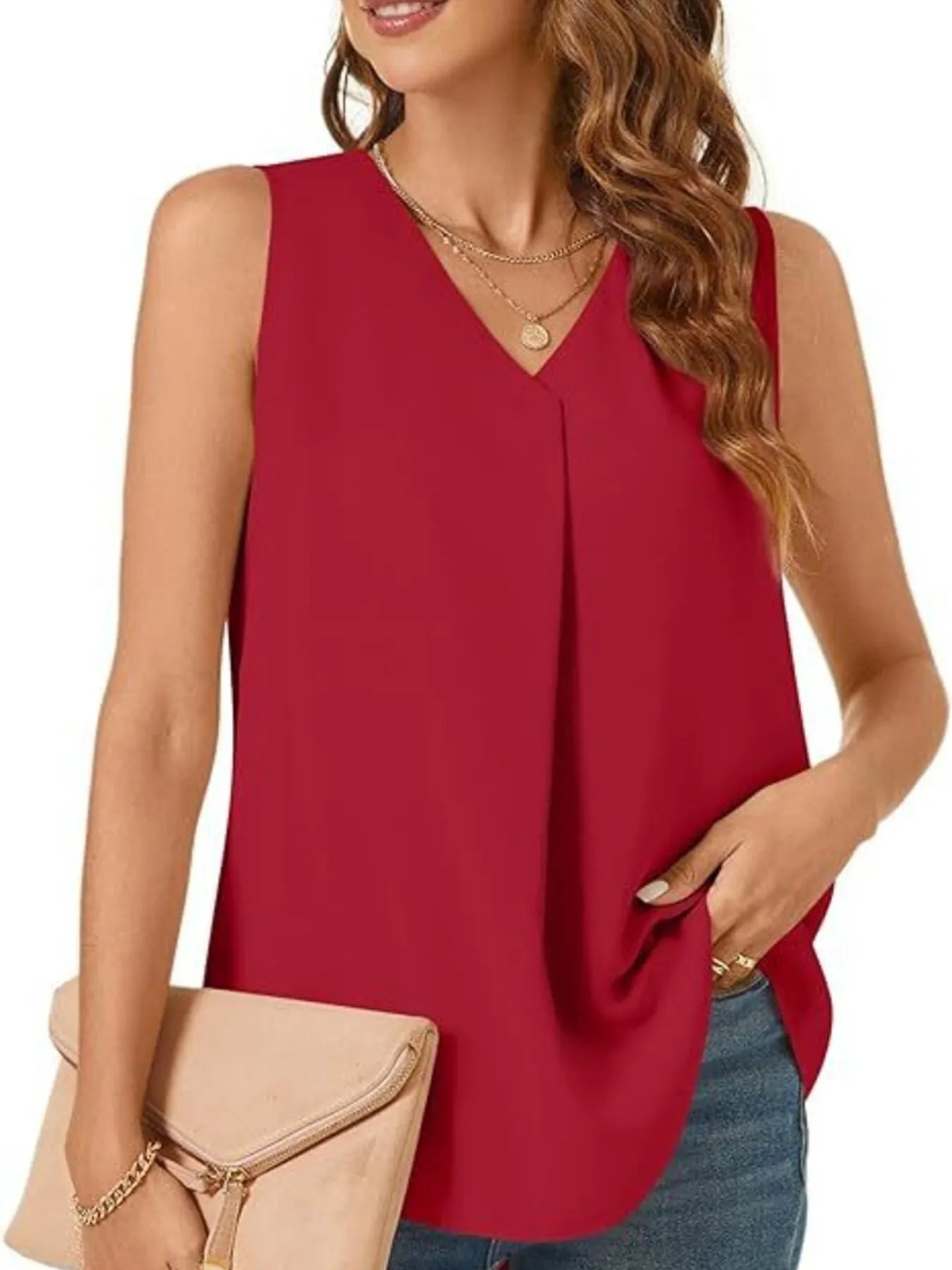 Full Size V-Neck Sleeveless Tank Top Plus Size - Bayou Curves