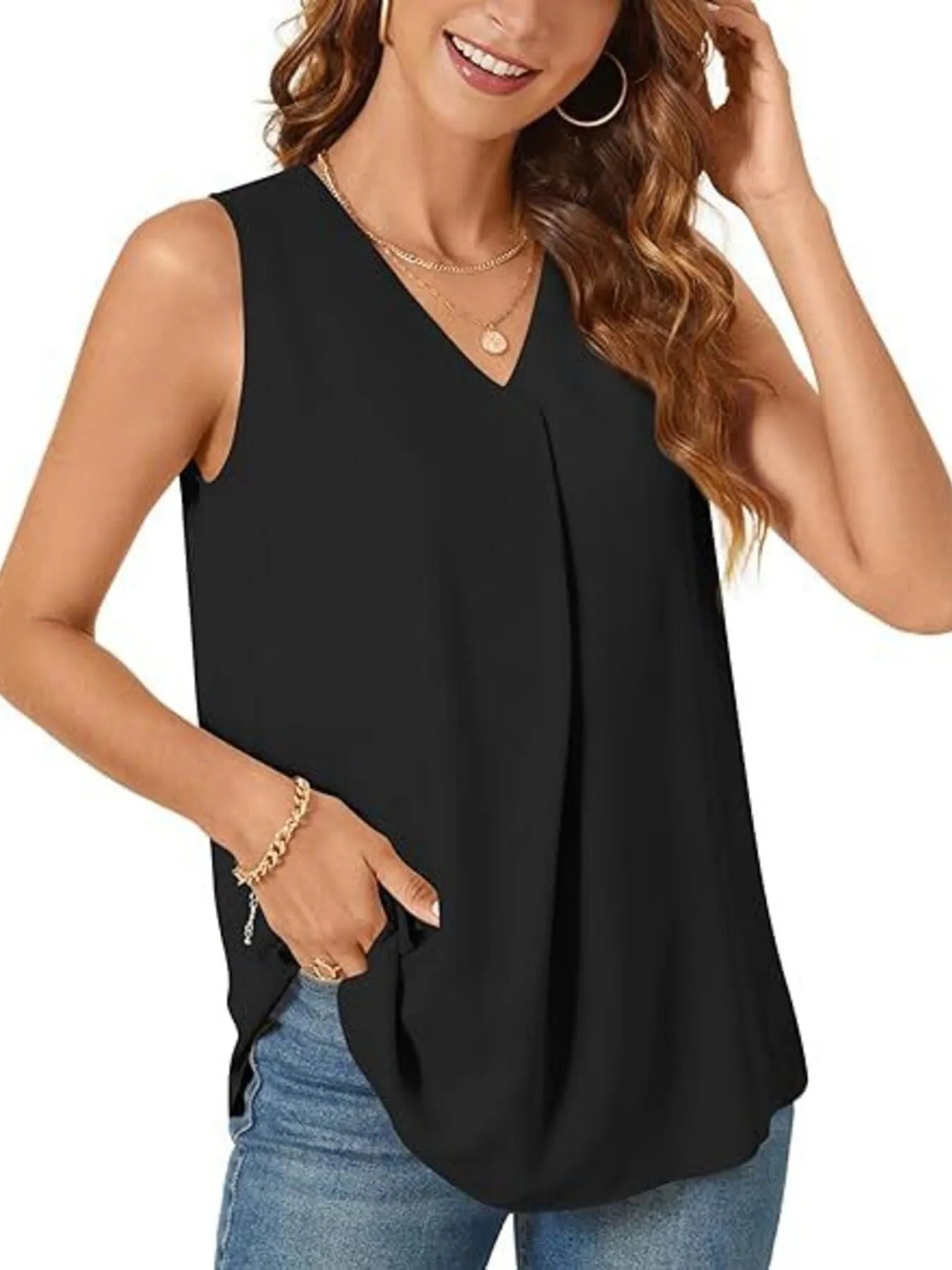 Full Size V-Neck Sleeveless Tank Top Plus Size - Bayou Curves