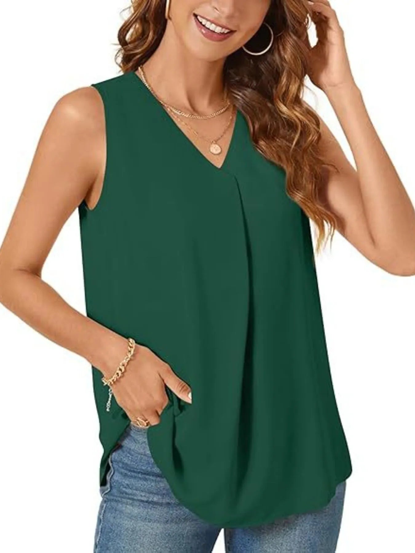 Full Size V-Neck Sleeveless Tank Top Plus Size - Bayou Curves