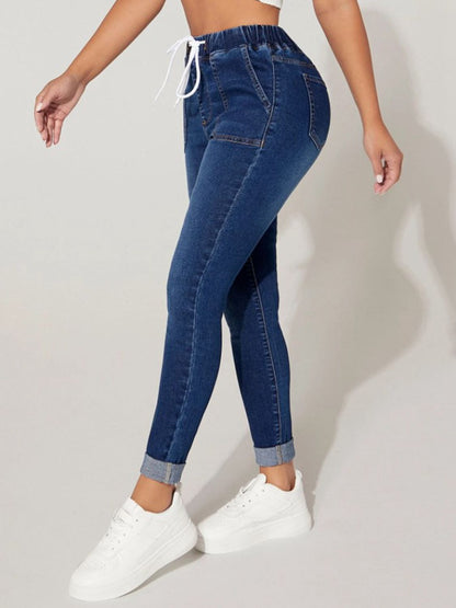 Drawstring Cropped Jeans - Bayou Curves