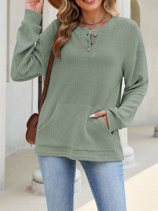 Cozy With Benefits Waffle-Knit Pullover - Bayou Curves