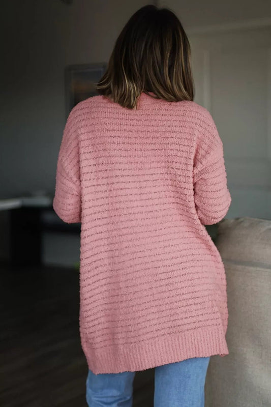 Soft Spot Fuzzy Ribbed Cardigan - Bayou Curves