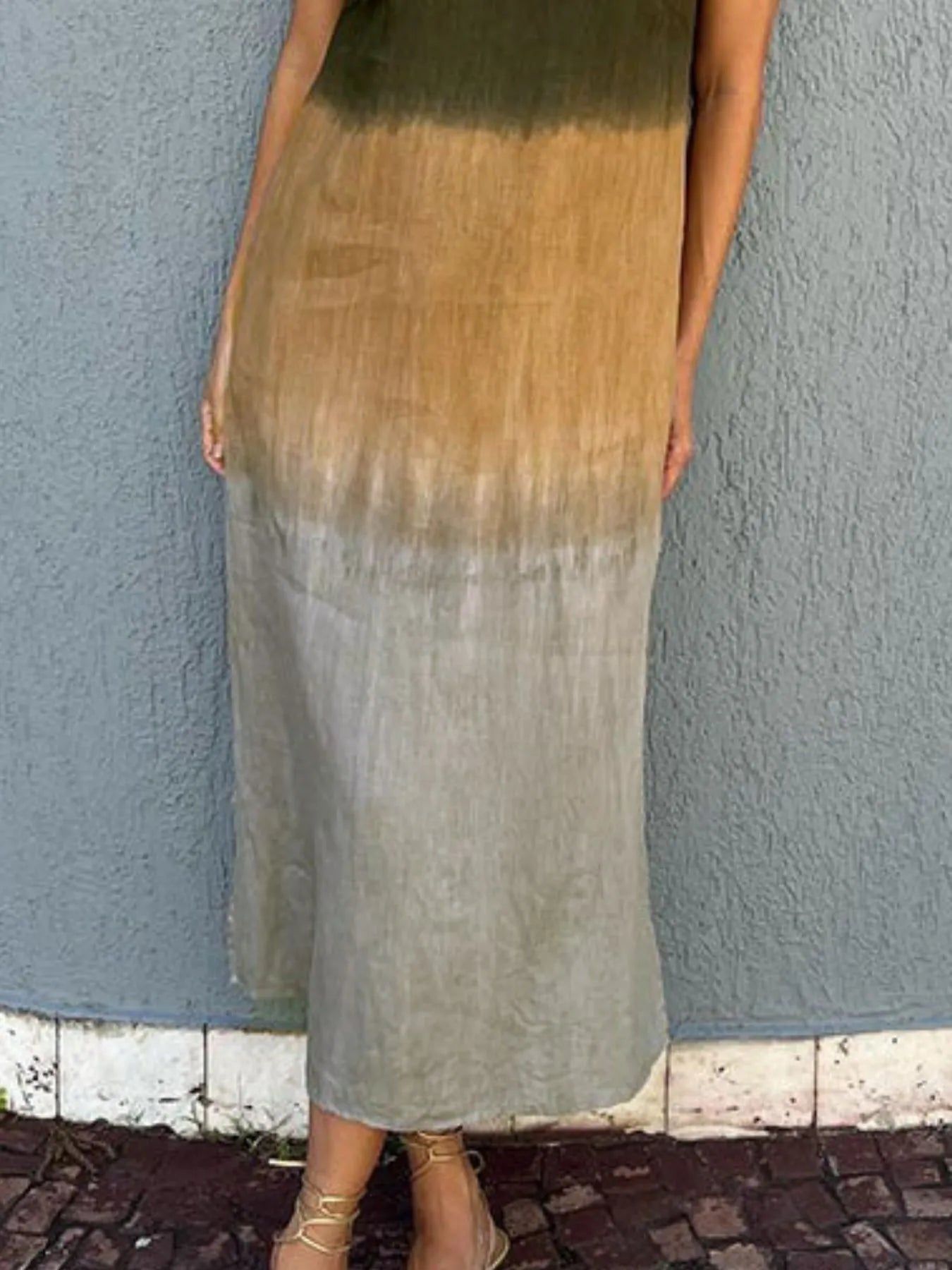 Full Size Sleeveless Gradient Tank Midi Dress Plus Size - Bayou Curves