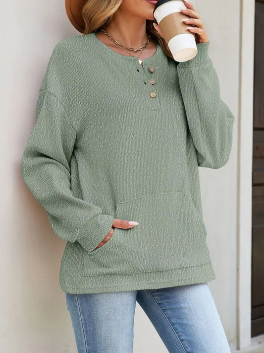 Cozy With Benefits Waffle-Knit Pullover - Bayou Curves