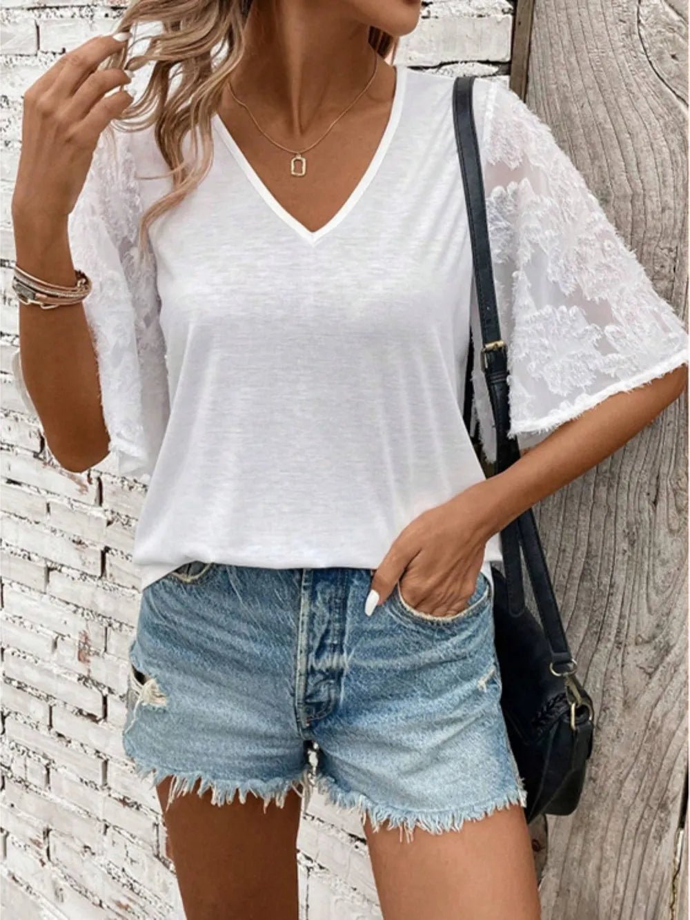 V-Neck Half Sleeve T-Shirt - Bayou Curves