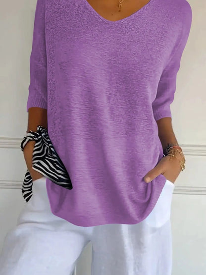 Full Size Relaxed Fit Ribbed Hem Sweater Plus Size - Bayou Curves