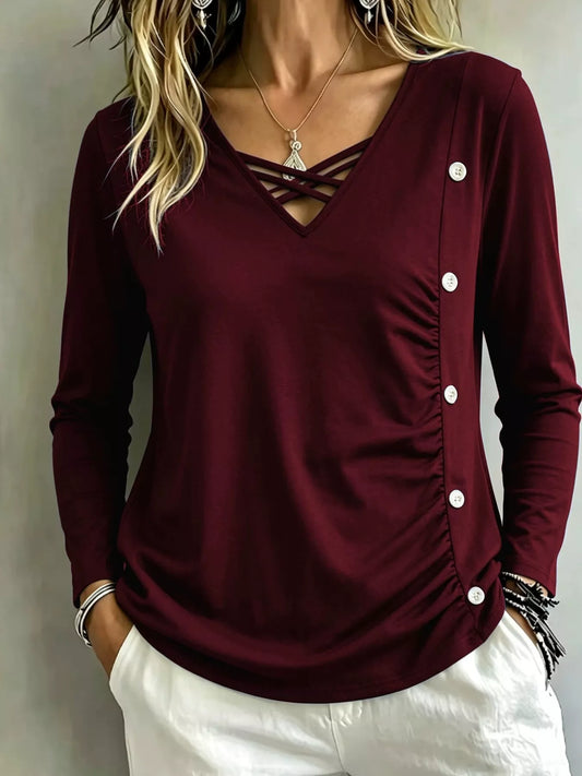 Criss-Cross Confidence Ruched Top - Bayou Curves