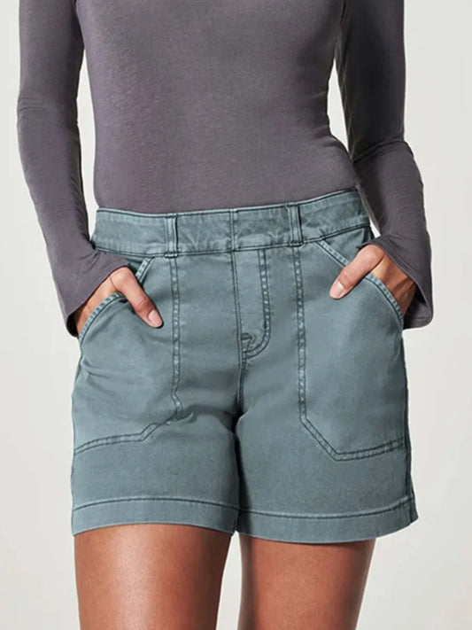 Full Size Vintage Washed Denim Shorts with Pockets Plus Size - Bayou Curves