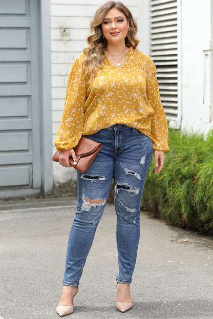 Golden Hour Split-Neck Blouse