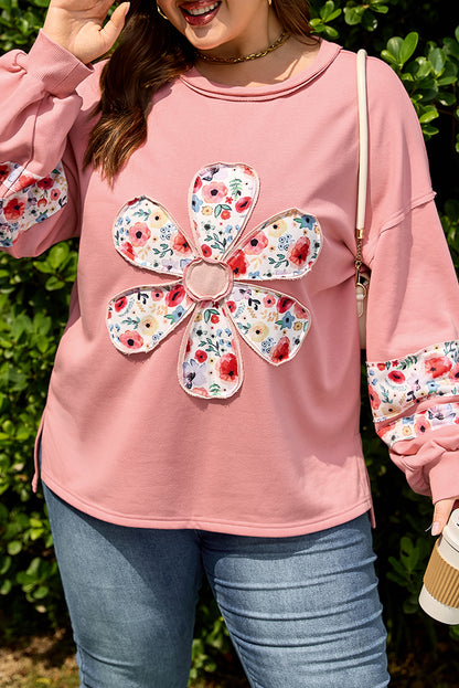 Petal Power Floral Appliqué Sweatshirt