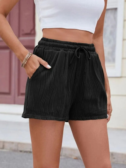 Florira Texture Drawstring Shorts - Bayou Curves