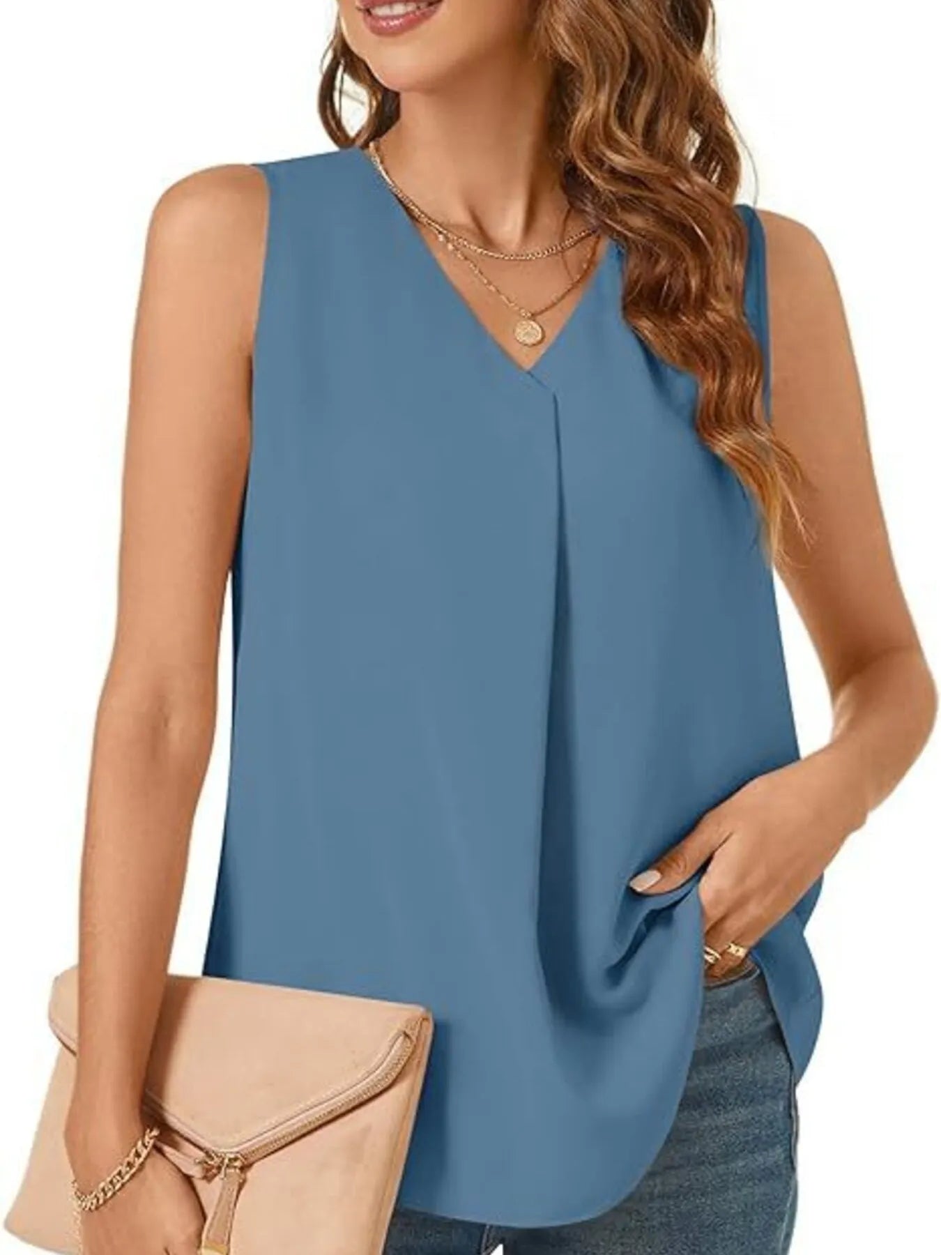 Full Size V-Neck Sleeveless Tank Top Plus Size - Bayou Curves