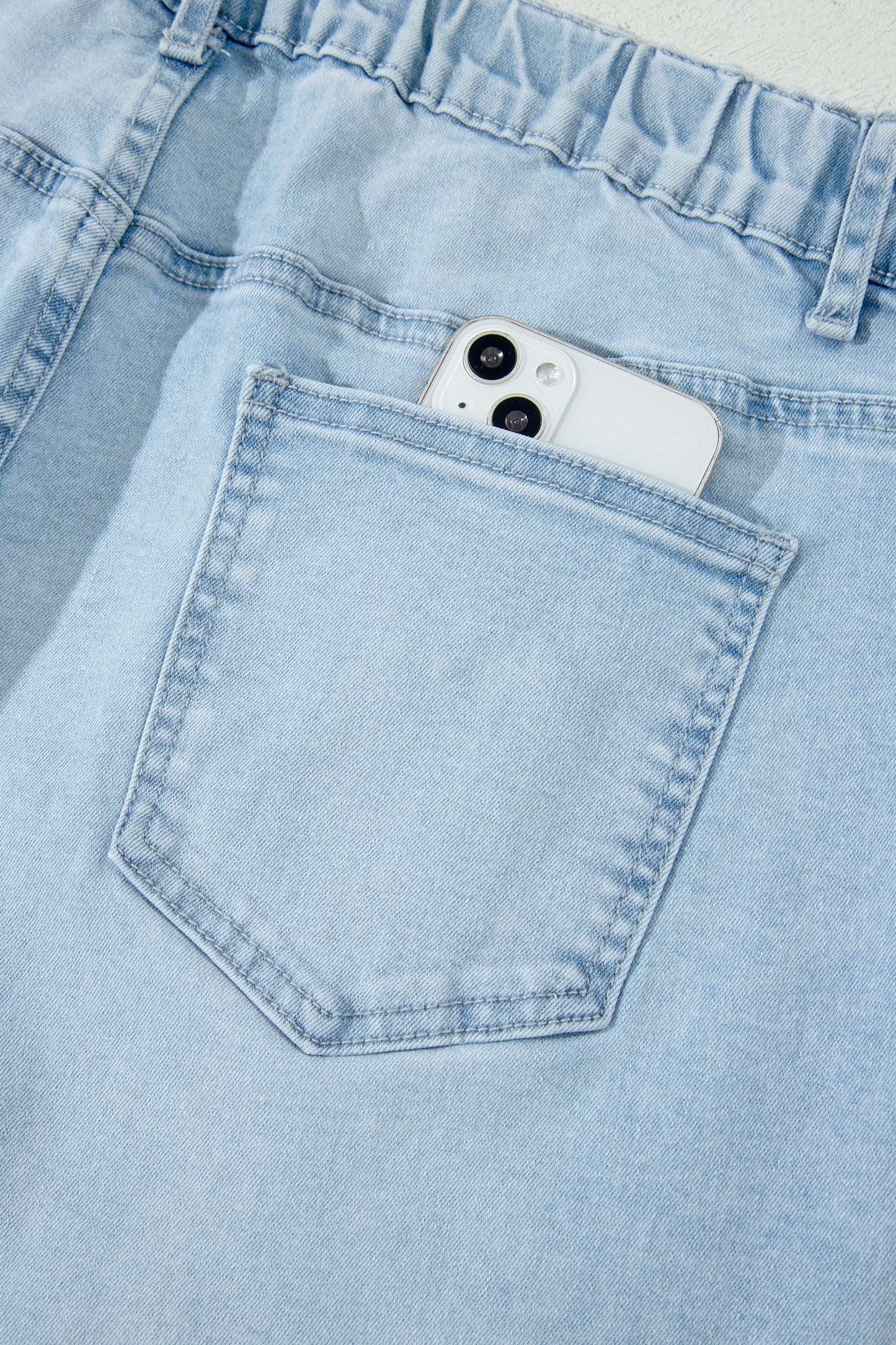 Plus Size Beau Blue Seam Detail Patch Pocket Raw Cut Shift Jeans