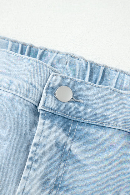 Plus Size Beau Blue Seam Detail Patch Pocket Raw Cut Shift Jeans