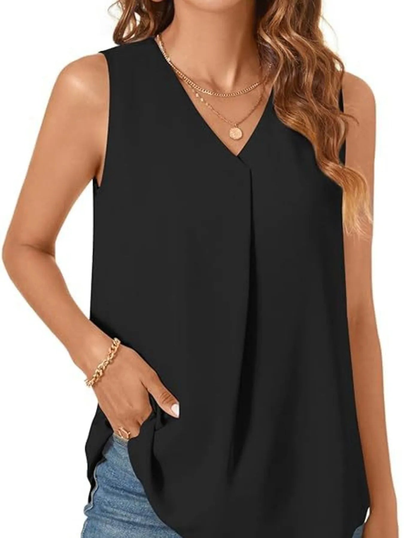 Full Size V-Neck Sleeveless Tank Top Plus Size - Bayou Curves