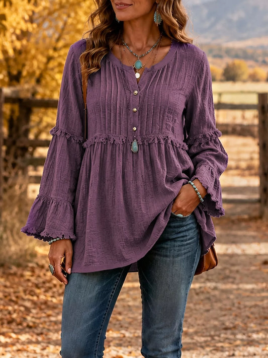 Free Spirit Fringe Blouse - Bayou Curves