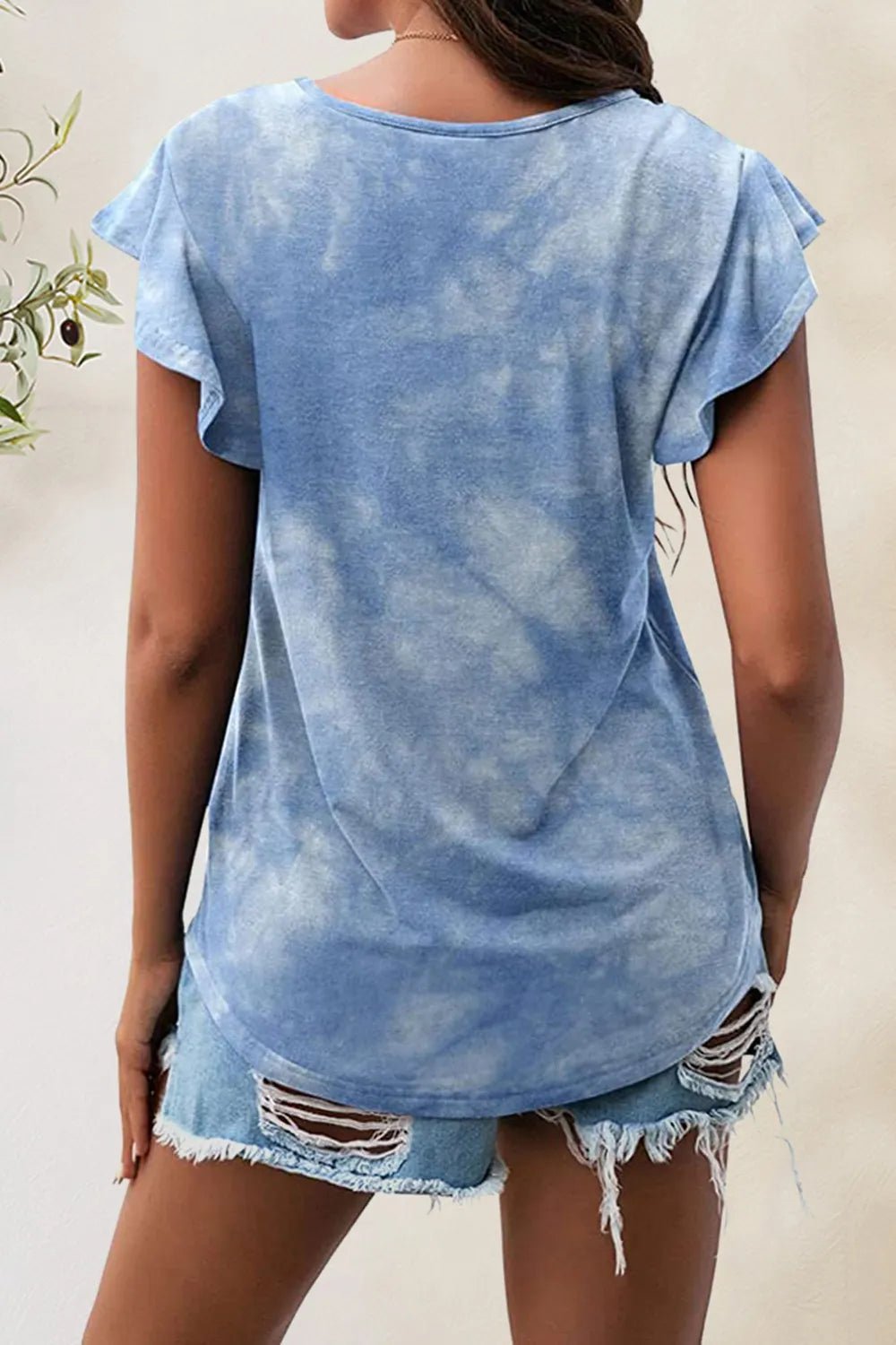 Printed Round Neck Short Sleeve T-Shirt - Bayou Curves