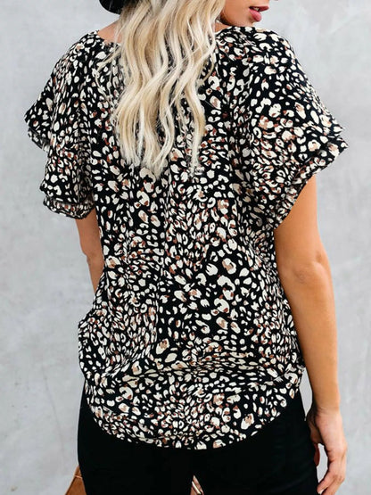 Full Size Floral Print V-Neck Shirt Plus Size - Bayou Curves