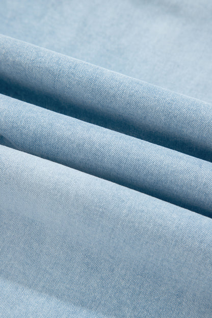Plus Size Beau Blue Seam Detail Patch Pocket Raw Cut Shift Jeans