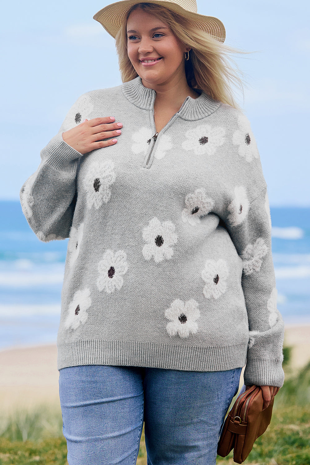 Flower Power Half-Zip Sweater